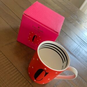 NWTs Kate Spade Orange Polka Dot Mug with Monogram